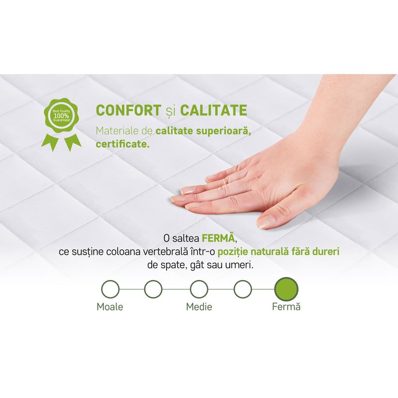 Casa si Gradina - Mobilier - Saltele si somiere - Saltele - Saltea Green Future KONFORTA Max Plus 25 cm, Ferma, 140x200x25cm, Spuma poliuretanica elastica, Reversibila - Infinity.ro