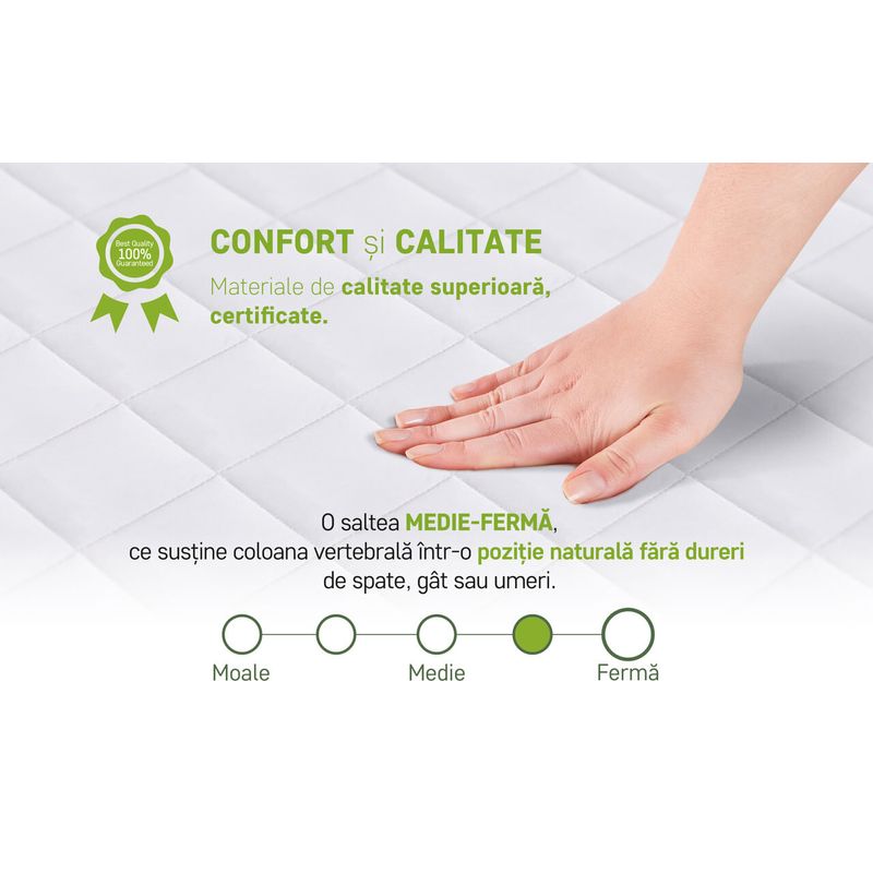 Casa si Gradina - Mobilier - Saltele si somiere - Saltele - Saltea Green Future KONFORTA Max Plus 25 cm, Medie Ferma, Spuma poliuretanica elastica, Reversibila, 140x200x25cm, Spuma poliuretanica elastica, Reversibila, Medie Ferma - Infinity.ro