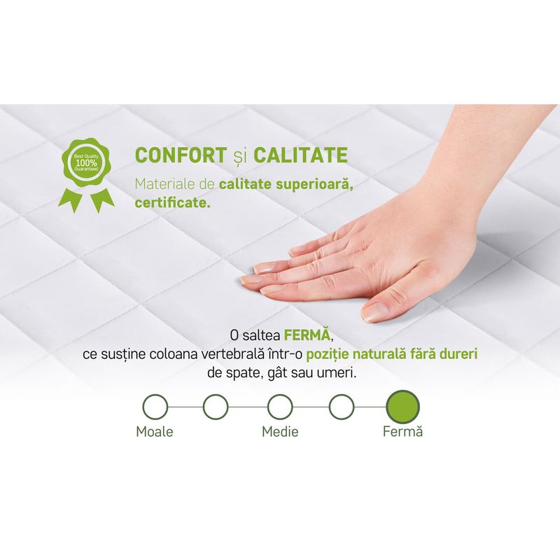 Casa si Gradina - Mobilier - Saltele si somiere - Saltele - Saltea Green Future KONFORTA Max Plus 25 cm, Ferma, 160x200x25cm, Spuma poliuretanica elastica, Reversibila - Infinity.ro