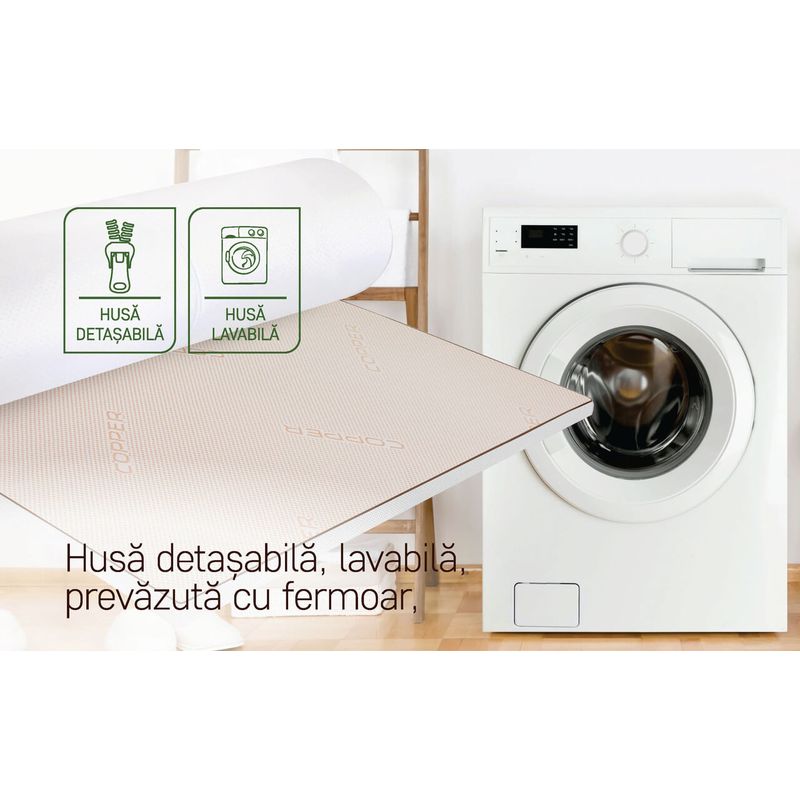 Casa si Gradina - Mobilier - Saltele si somiere - Toppere - Topper saltea Copper Dual Confort Memory 7 zone, 90x200 cm, H 6 cm - Infinity.ro