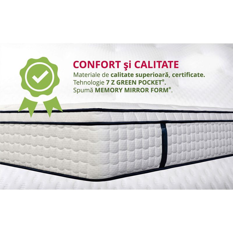 Casa si Gradina - Mobilier - Saltele si somiere - Saltele - Saltea Ortopedica Arizona, 180x200 cm, H 35 cm, Arcuri Pocket, spuma Memory, 7 Zone de Confort - Infinity.ro