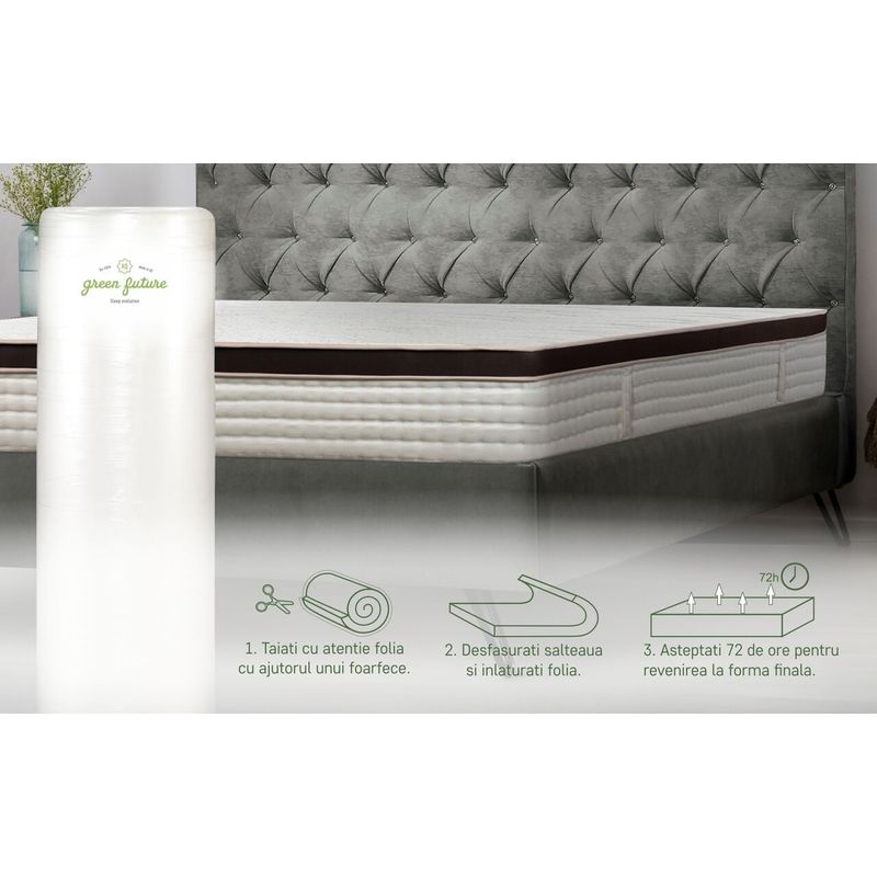 Casa si Gradina - Mobilier - Saltele si somiere - Saltele - Saltea Perugia Organic Cotton Free Air, Pocket Memory 7 Zone de Confort, 180x200 cm, H 30 cm - Infinity.ro