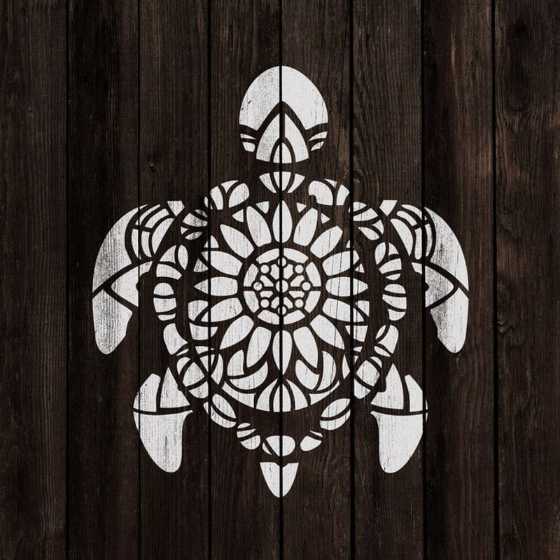 Casa si Gradina - Decoratiuni - DIY - Sabloane decorative pereti - Sablon Perete vopsire, tencuiala 0.7mm Testoasa Mandala model MXSP7402, 1000 x 1000 mm - Infinity.ro