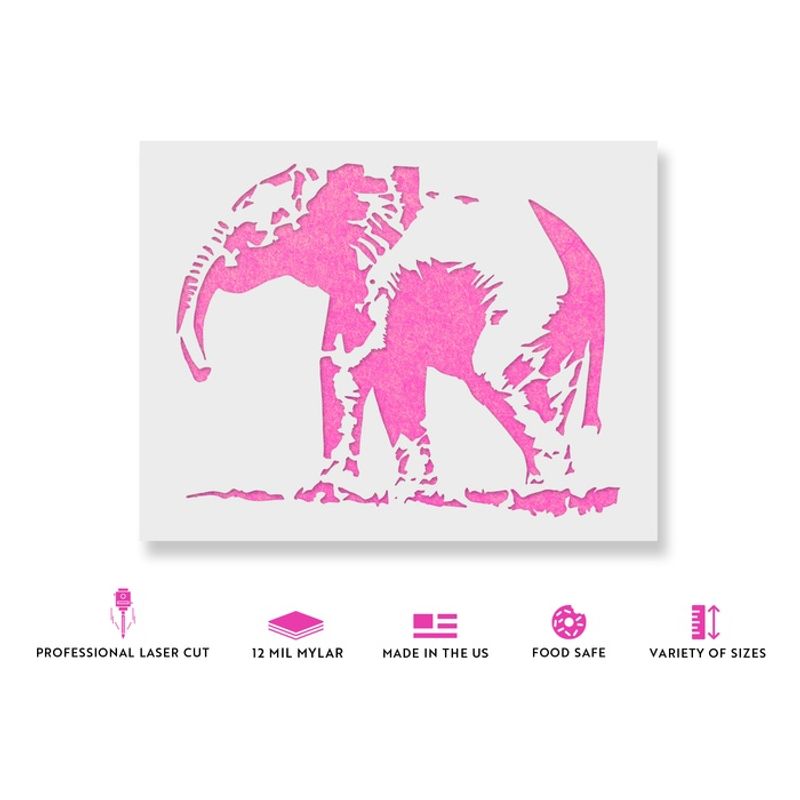 Casa si Gradina - Decoratiuni - DIY - Sabloane decorative pereti - Sablon Perete vopsire, tencuiala 0.7mm Elefant model MXSP7418, 1000 x 1000 mm - Infinity.ro