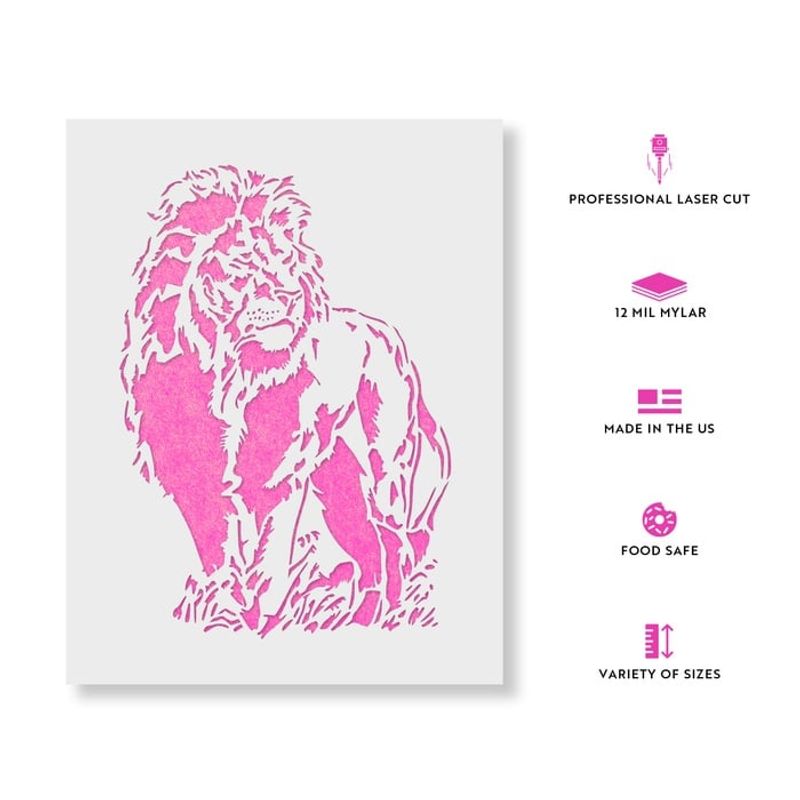 Casa si Gradina - Decoratiuni - DIY - Sabloane decorative pereti - Sablon Perete vopsire, tencuiala 0.7mm Leu model MXSP7433, 700 x 700 mm - Infinity.ro