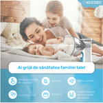 Jucarii, Copii si Bebe - Igiena si ingrijire - Accesorii ingrijire copii - Aparate aerosoli copii - Aparat Aerosoli ELUZZO®, Nebulizator Portabil Ultrasonic, Tehnologie Mesh, 0.4ml/min, Silentios, Alb - Infinity.ro