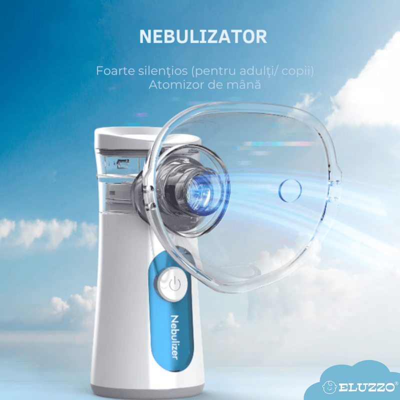 Jucarii, Copii si Bebe - Igiena si ingrijire - Accesorii ingrijire copii - Aparate aerosoli copii - Aparat Aerosoli ELUZZO®, Nebulizator Portabil Ultrasonic, Tehnologie Mesh, 0.4ml/min, Silentios, Alb - Infinity.ro