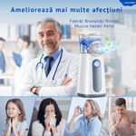 Jucarii, Copii si Bebe - Igiena si ingrijire - Accesorii ingrijire copii - Aparate aerosoli copii - Aparat Aerosoli ELUZZO®, Nebulizator Portabil Ultrasonic, Tehnologie Mesh, 0.4ml/min, Silentios, Alb - Infinity.ro