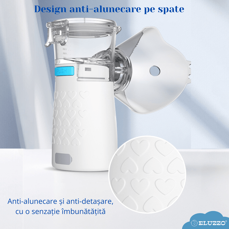 Jucarii, Copii si Bebe - Igiena si ingrijire - Accesorii ingrijire copii - Aparate aerosoli copii - Nebulizator Portabil cu Ultrasunete ELUZZO®, pentru Copii si Adulti, Silentios, Alb - Infinity.ro