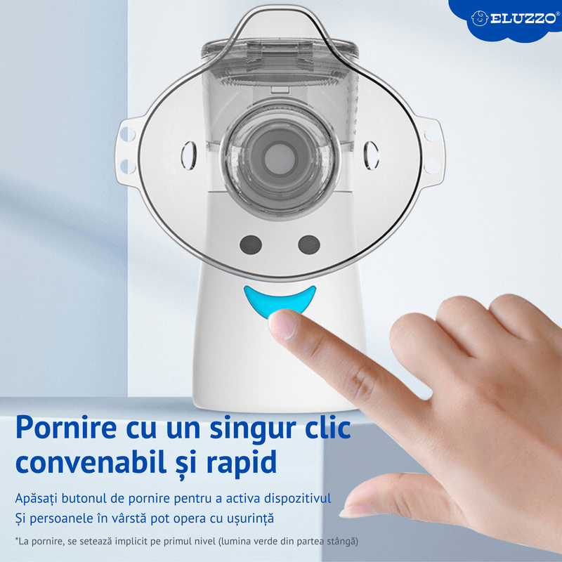 Jucarii, Copii si Bebe - Igiena si ingrijire - Accesorii ingrijire copii - Aparate aerosoli copii - Nebulizator Portabil cu Ultrasunete ELUZZO®, pentru Copii si Adulti, Silentios, Alb - Infinity.ro