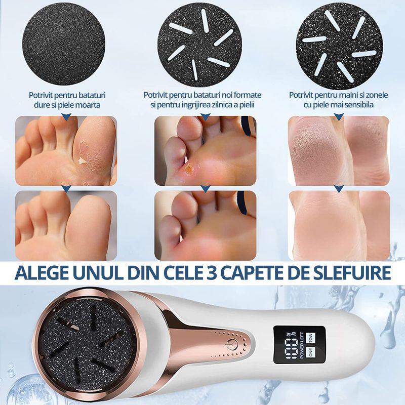 Ingrijire personala si Cosmetice - Manichiura si pedichiura - Pile cosmetice - Pila Electrica pentru Talpi si Calcaie, Bataturi, Piele Moarta, LittleDomi, Dispaly Digital LED, Reincarcabil, Afisare - Infinity.ro