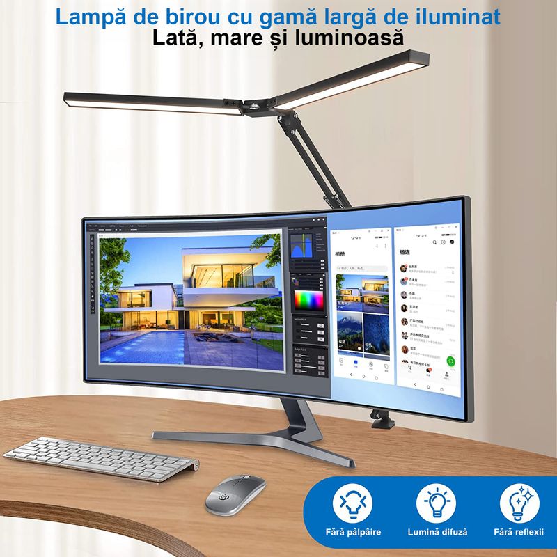 Casa si Gradina - Corpuri si surse de iluminat - Veioze si lampi - Lampi de veghe - Lampa de birou LED, LittleDomi, Brat Oscilant cu Clema sau Suport, Inaltime Ajustabila, 3 Moduri de Iluminare, 10 - Infinity.ro