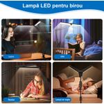 Casa si Gradina - Corpuri si surse de iluminat - Veioze si lampi - Lampi de veghe - Lampa de birou LED, LittleDomi, Brat Oscilant cu Clema sau Suport, Inaltime Ajustabila, 3 Moduri de Iluminare, 10 - Infinity.ro