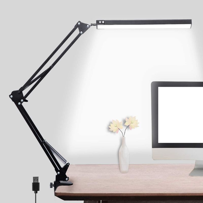 Casa si Gradina - Corpuri si surse de iluminat - Veioze si lampi - Lampi de veghe - Lampa de birou LED, LittleDomi, Brat Oscilant cu Clema, Inaltime Ajustabila, 3 Moduri de Iluminare - Infinity.ro