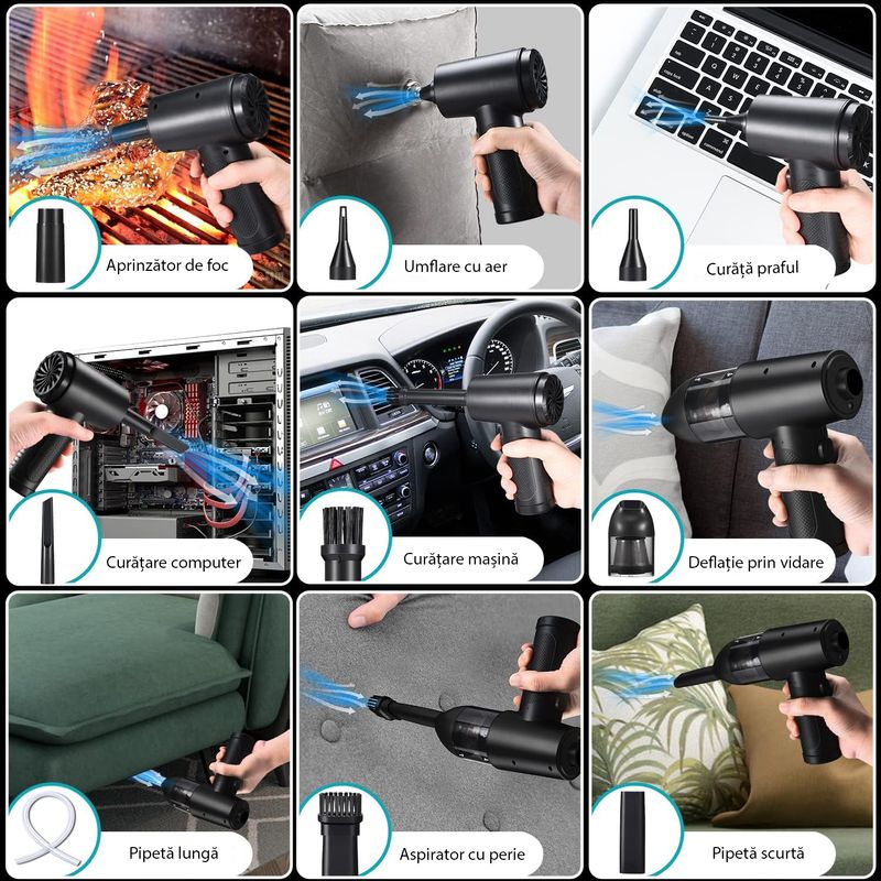 Casa si Gradina - Gradinarit si plante - Utilaje gradina - Aspiratoare, suflante si tocatoare - Suflanta Aer & Aspirator fara Fir, LittleDomi, pentru Tastatura, Indepartare Praf PC, Aer Conditionat, Jaluzele - Infinity.ro
