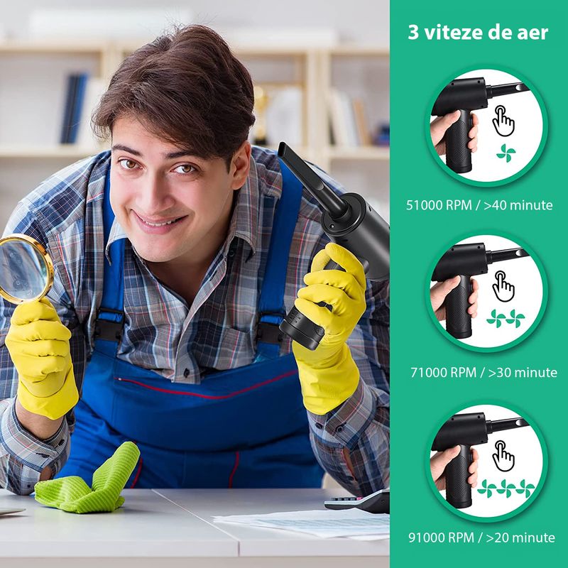 Casa si Gradina - Gradinarit si plante - Utilaje gradina - Aspiratoare, suflante si tocatoare - Suflanta Aer & Aspirator fara Fir, LittleDomi, pentru Tastatura, Indepartare Praf PC, Aer Conditionat, Jaluzele - Infinity.ro