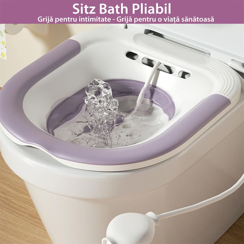Casa si Gradina - Sanitare - Obiecte sanitare - Accesorii vase de toaleta - Vas Sitz Bath Pliabil LittleDomi®, pentru Baie de Sezut tip Lighean cu Irigator Reglabil pentru Tratament Hemoroizi - Infinity.ro