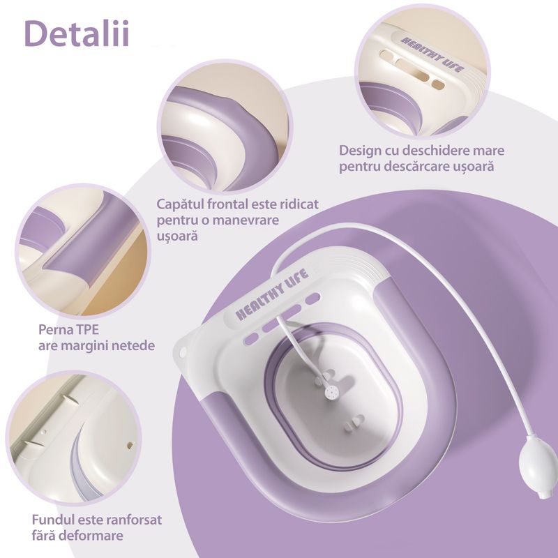 Casa si Gradina - Sanitare - Obiecte sanitare - Accesorii vase de toaleta - Vas Sitz Bath Pliabil LittleDomi®, pentru Baie de Sezut tip Lighean cu Irigator Reglabil pentru Tratament Hemoroizi - Infinity.ro