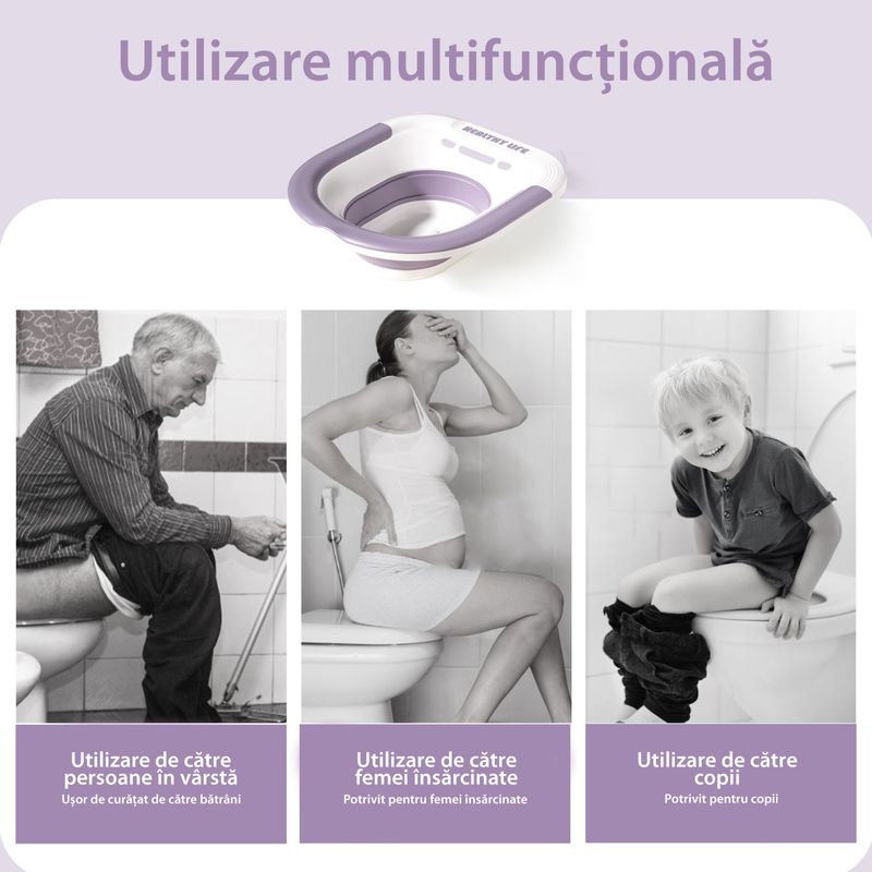 Casa si Gradina - Sanitare - Obiecte sanitare - Accesorii vase de toaleta - Vas Sitz Bath Pliabil LittleDomi®, pentru Baie de Sezut tip Lighean cu Irigator Reglabil pentru Tratament Hemoroizi - Infinity.ro