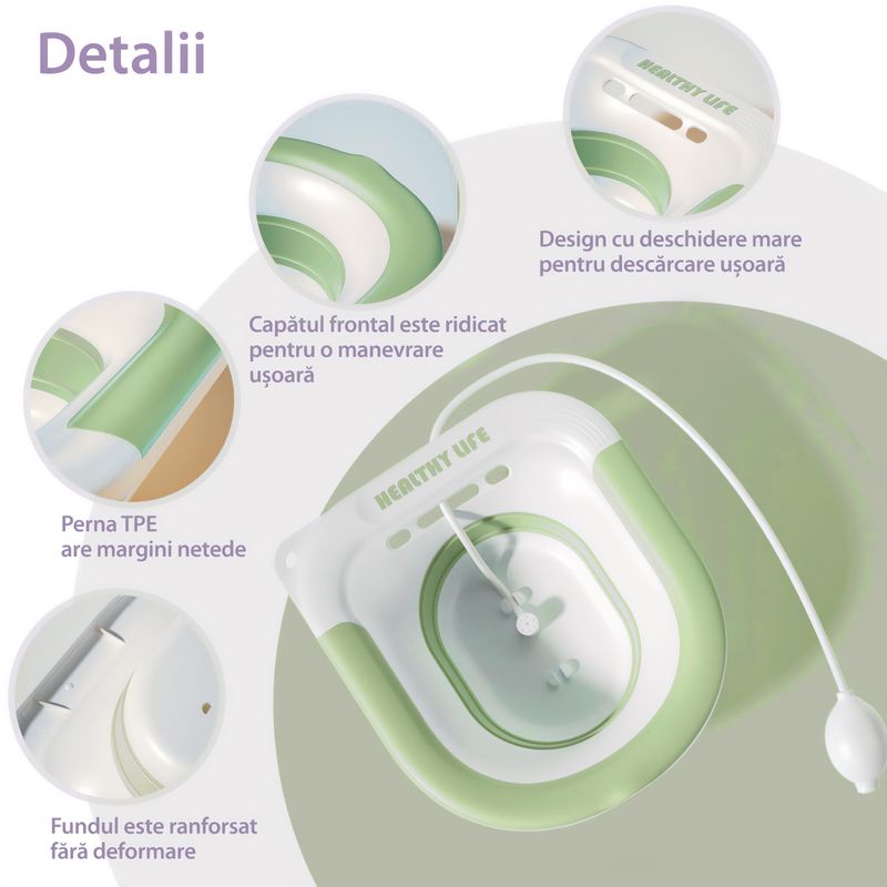Casa si Gradina - Sanitare - Obiecte sanitare - Accesorii vase de toaleta - Vas Sitz Bath Pliabil LittleDomi®, pentru Baie de Sezut tip Lighean cu Irigator Reglabil pentru Tratament Hemoroizi - Infinity.ro
