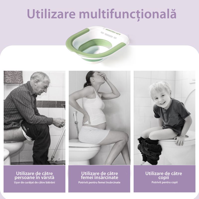 Casa si Gradina - Sanitare - Obiecte sanitare - Accesorii vase de toaleta - Vas Sitz Bath Pliabil LittleDomi®, pentru Baie de Sezut tip Lighean cu Irigator Reglabil pentru Tratament Hemoroizi - Infinity.ro