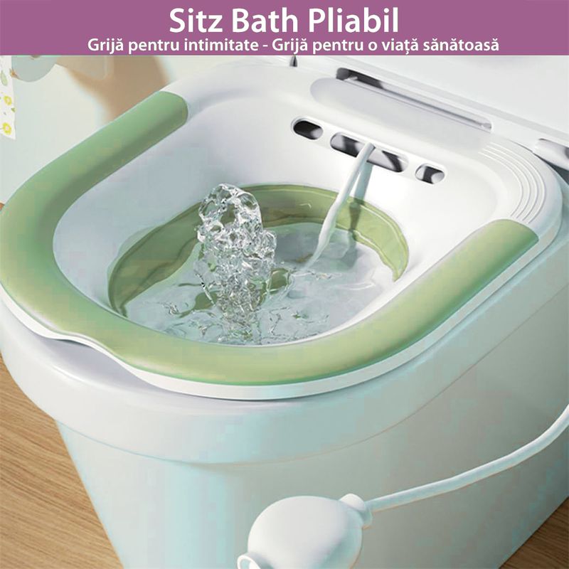 Casa si Gradina - Sanitare - Obiecte sanitare - Accesorii vase de toaleta - Vas Sitz Bath Pliabil LittleDomi®, pentru Baie de Sezut tip Lighean cu Irigator Reglabil pentru Tratament Hemoroizi - Infinity.ro