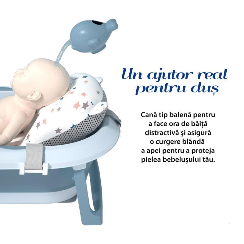 Jucarii, Copii si Bebe - Igiena si ingrijire - Baia bebelusului - Cadite bebe si accesorii baie - Cadita Pliabila cu Perna de Baie Hipoalergenica pentru Bebelusi LittleDomi®. 0-18 Luni, Termometru Incorporat, Suport - Infinity.ro