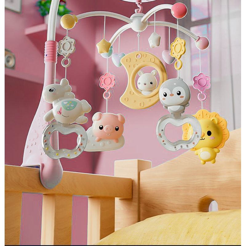 Jucarii, Copii si Bebe - Jucarii si jocuri - Jucarii bebelusi - Carusel patut - Carusel Muzical Reincarcabil pentru Patut Bebelusi LittleDomi®, Control prin Telecomanda, Cronometru, Joc de Lumini - Infinity.ro