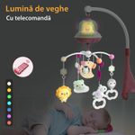 Jucarii, Copii si Bebe - Jucarii si jocuri - Jucarii bebelusi - Carusel patut - Carusel Muzical Reincarcabil pentru Patut Bebelusi LittleDomi®, Control prin Telecomanda, Cronometru, Joc de Lumini - Infinity.ro