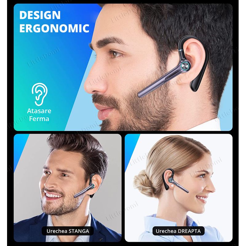 TV, Audio-Video si Foto - Portabile audio - Casti audio - Casca Bluetooth 5.2 Profesionala, Handsfree, Eliminare Zgomot, Control Volum si Muzica, 2 Microfoane, Functie Mute - Infinity.ro