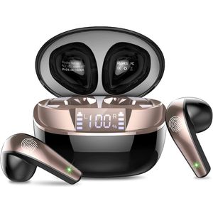 Casti Wireless Bluetooth 5.3, Control prin Atingere, Fara Fir, Carcasa Magnetica, Afisare LED, Eliminare Zgomot