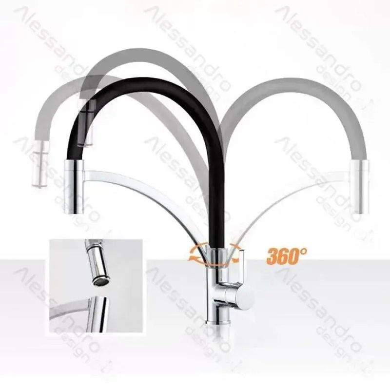 Casa si Gradina - Sanitare - Chiuveta bucatarie si accesorii - Baterii bucatarie - Baterie bucatarie, alama sanitara, negru cu crom, wzx/2019 - Infinity.ro