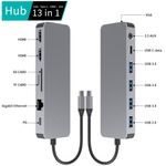 PC, gaming si accesorii - Retelistica - Hub-uri - HUB USB C 13 in 1 LUVLU™, 2 HDMI 4K@30Hz, 1 VGA 1080p@60Hz, PD 100W, SD/TF, 1 USB-C Data, 3 USB 3.0, 1 USB, RJ45 Gigabit - Infinity.ro