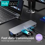 PC, gaming si accesorii - Retelistica - Hub-uri - HUB USB C 13 in 1 LUVLU™, 2 HDMI 4K@30Hz, 1 VGA 1080p@60Hz, PD 100W, SD/TF, 1 USB-C Data, 3 USB 3.0, 1 USB, RJ45 Gigabit - Infinity.ro