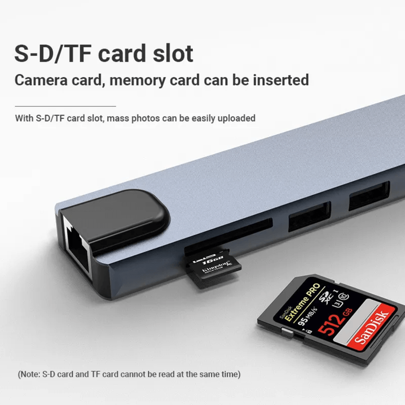 PC, gaming si accesorii - Retelistica - Hub-uri - HUB USB C 10 in 1 LUVLU™,  HDMI 4K@30Hz, PD 100W Charging Port, RJ45 Ethernet, SD/TF, 3 USB 2.0, 1 USB 3.0, 1 USB-C Data - Infinity.ro