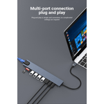 PC, gaming si accesorii - Retelistica - Hub-uri - HUB USB C 10 in 1 LUVLU™,  HDMI 4K@30Hz, PD 100W Charging Port, RJ45 Ethernet, SD/TF, 3 USB 2.0, 1 USB 3.0, 1 USB-C Data - Infinity.ro