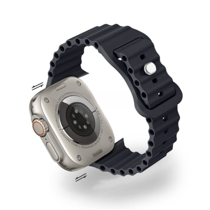 Laptop, Telefoane si Tablete - Wearables si gadgeturi - Wearables - Accesorii wearables - Curea silicon pentru Apple Watch 42/44/45/49mm, compatibila seria 1-10 / SE / Ultra 2 / Ultra, Midnight, LUVLU™ - Infinity.ro