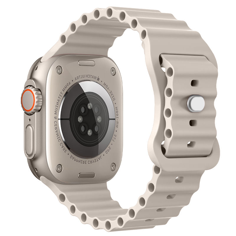 Laptop, Telefoane si Tablete - Wearables si gadgeturi - Wearables - Accesorii wearables - Curea silicon pentru Apple Watch 42/44/45/49mm, compatibila seria 1-10 / SE / Ultra 2 / Ultra, Starlight, LUVLU™ - Infinity.ro