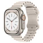 Laptop, Telefoane si Tablete - Wearables si gadgeturi - Wearables - Accesorii wearables - Curea silicon pentru Apple Watch 42/44/45/49mm, compatibila seria 1-10 / SE / Ultra 2 / Ultra, Starlight, LUVLU™ - Infinity.ro