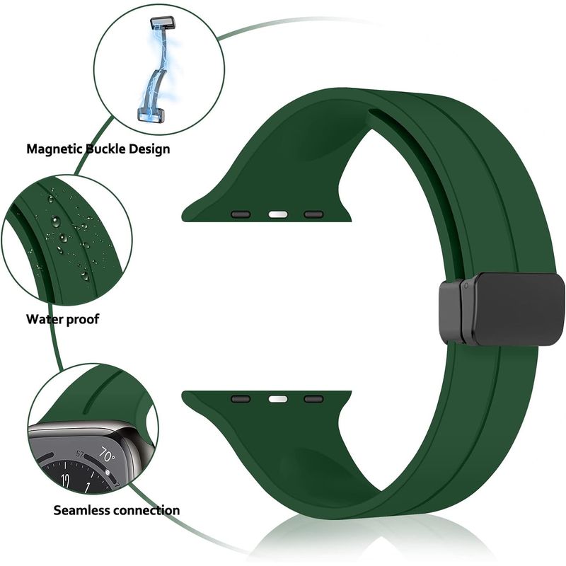 Laptop, Telefoane si Tablete - Wearables si gadgeturi - Wearables - Accesorii wearables - Curea silicon magnetica pentru Apple Watch 42/44/45/49mm, compatibila seria 1-10 / SE / Ultra 2 / Ultra, LUVLU™ - Infinity.ro