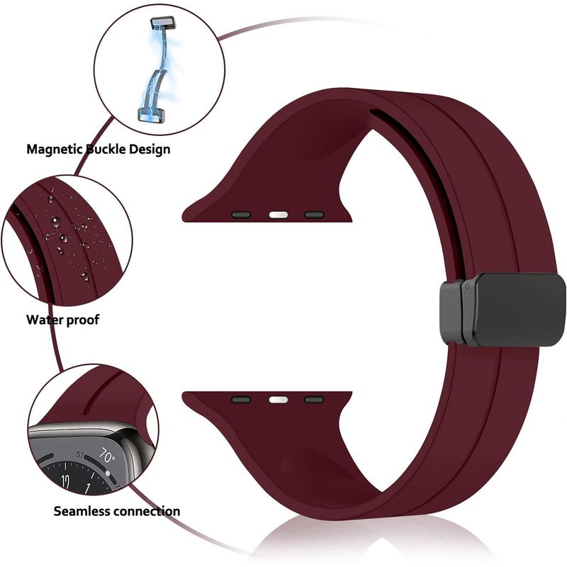 Laptop, Telefoane si Tablete - Wearables si gadgeturi - Wearables - Accesorii wearables - Curea silicon magnetica pentru Apple Watch 42/44/45/49mm, compatibila seria 1-10 / SE / Ultra 2 / Ultra, LUVLU™ - Infinity.ro