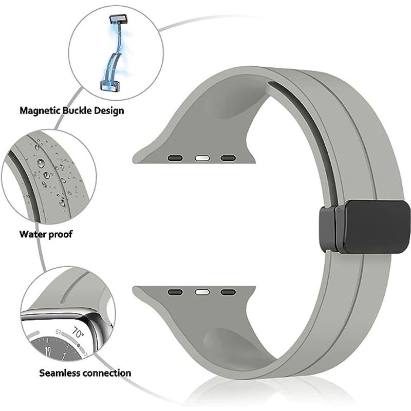 Laptop, Telefoane si Tablete - Wearables si gadgeturi - Wearables - Accesorii wearables - Curea silicon magnetica pentru Apple Watch 42/44/45/49mm, compatibila seria 1-10 / SE / Ultra 2 / Ultra, LUVLU™ - Infinity.ro