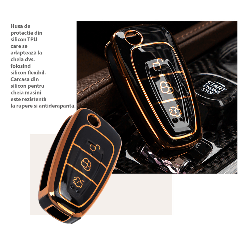 Auto si Moto - Electronice auto - Accesorii electronice auto - Husa de protectie pentru cheie FORD compatibila cu Mondeo, Focus, Fiesta, Kuga, B-Max, C-Max II, S-Max, Galaxy (CA1) - Infinity.ro