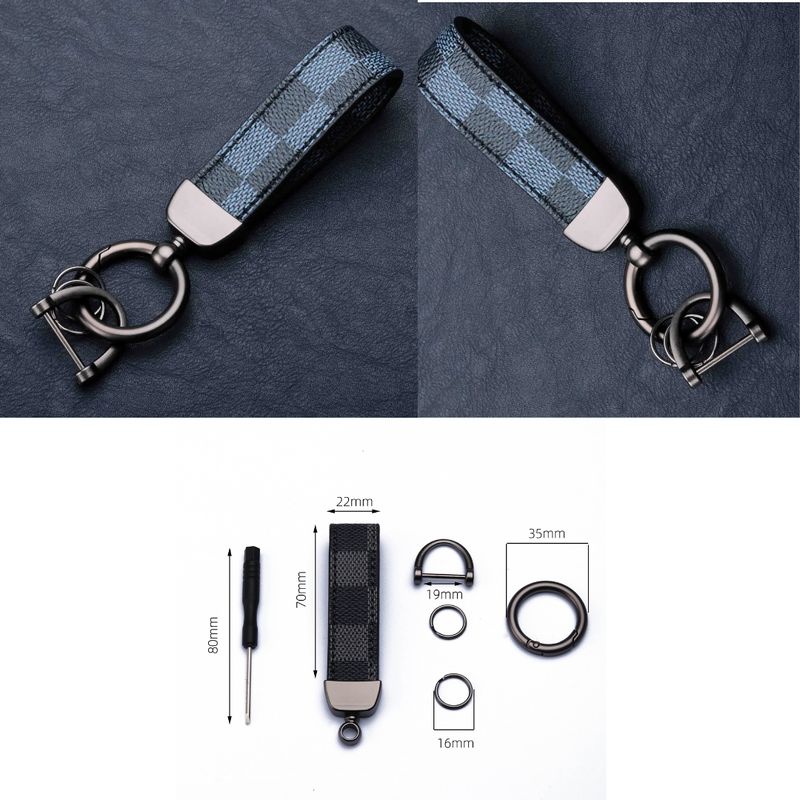 Fashion, accesorii si bijuterii - Femei - Accesorii femei - Alte accesorii femei - Breloc chei din piele si otel zincat, LUVLU™, rotire la 360, inel in D anti-pierdere, 2 inele mici si surubelnita - Infinity.ro
