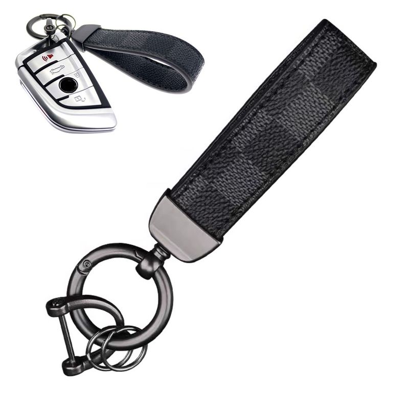 Fashion, accesorii si bijuterii - Femei - Accesorii femei - Alte accesorii femei - Breloc chei din piele si otel zincat, LUVLU™, rotire la 360, inel in D anti-pierdere, 2 inele mici si surubelnita - Infinity.ro