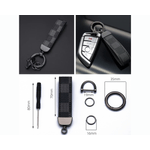 Fashion, accesorii si bijuterii - Femei - Accesorii femei - Alte accesorii femei - Breloc chei din piele si otel zincat, LUVLU™, rotire la 360, inel in D anti-pierdere, 2 inele mici si surubelnita - Infinity.ro