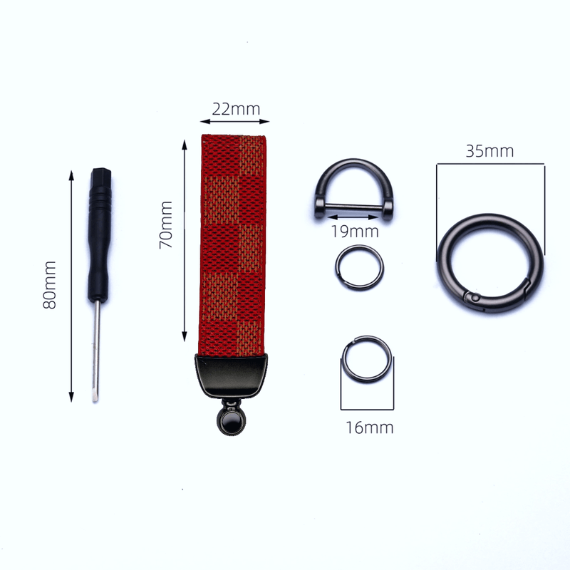 Fashion, accesorii si bijuterii - Femei - Accesorii femei - Alte accesorii femei - Breloc chei din piele si otel zincat, LUVLU™, rotire la 360, inel in D anti-pierdere, 2 inele mici si surubelnita - Infinity.ro