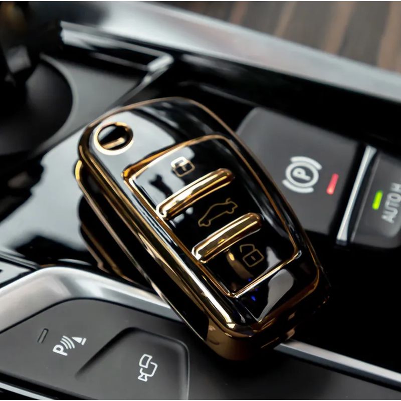 Auto si Moto - Electronice auto - Accesorii electronice auto - Husa de protectie cheie AUDI tip briceag compatibila cu A1, A3, A4, A6, A8, Q3, Q5, Q7, TT, Allroad, LUVLU™ - Infinity.ro