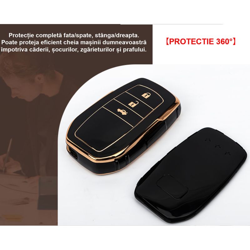 Auto si Moto - Electronice auto - Accesorii electronice auto - Husa de protectie cheie Toyota Yaris Cross, Highlander, Hilux, Camry, Land Cruiser, C-HR, Corolla, RAV4, LUVLU™ - Infinity.ro
