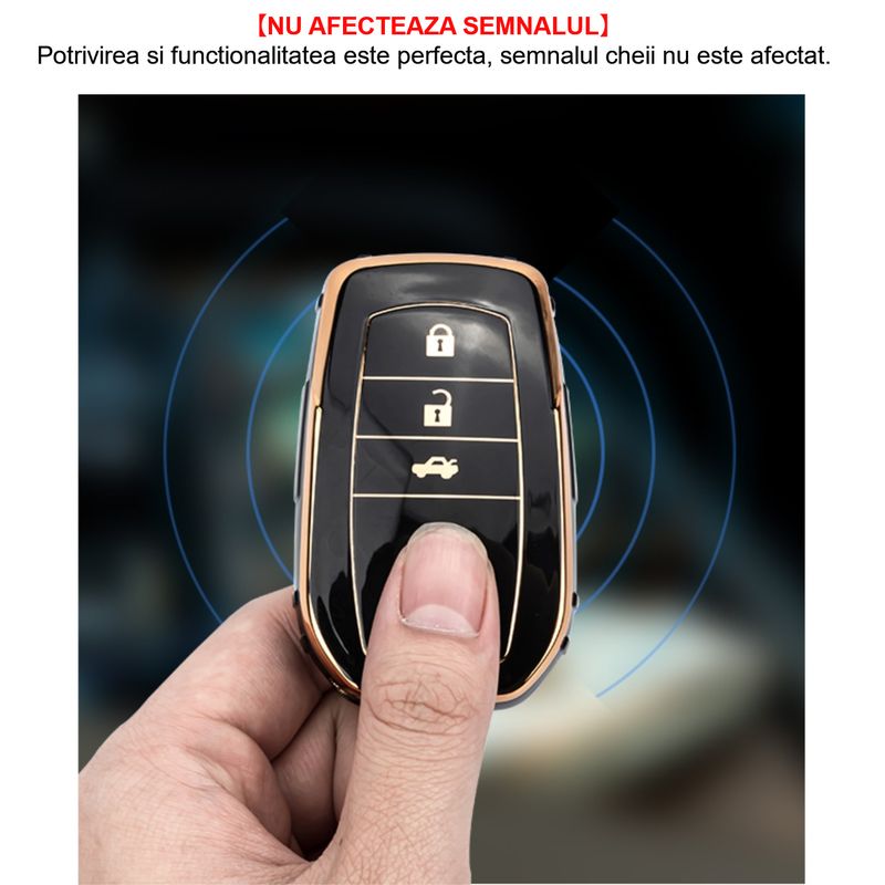 Auto si Moto - Electronice auto - Accesorii electronice auto - Husa de protectie cheie Toyota Yaris Cross, Highlander, Hilux, Camry, Land Cruiser, C-HR, Corolla, RAV4, LUVLU™ - Infinity.ro